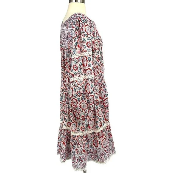 Bell By Alicia Bell Patton Mini Dress Size XL Long Sleeve V Neck Tassel Tie - Picture 8 of 12